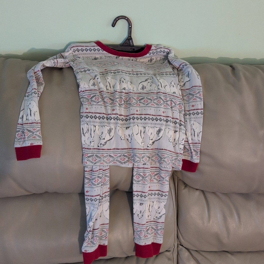 Burt's Bees Kids 5 Red And Gray Polar Bear Organic Cotton PJ Set
